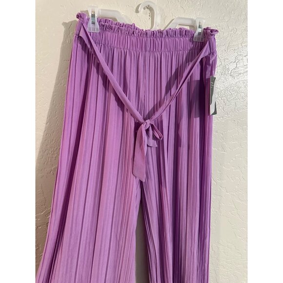 NWT Love Poem by Block Lilac Pleated Belted Wide Leg Pants - Picture 5 of 12